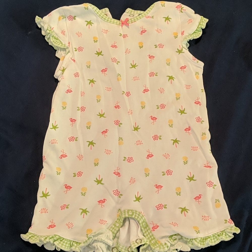 EUC super soft flamingo romper size 12 mo